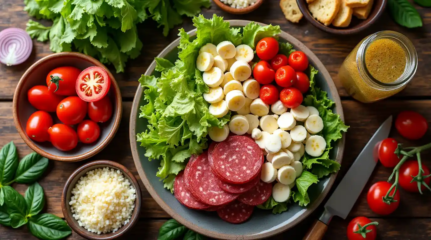 Chopped Italian sandwich salad ingredients