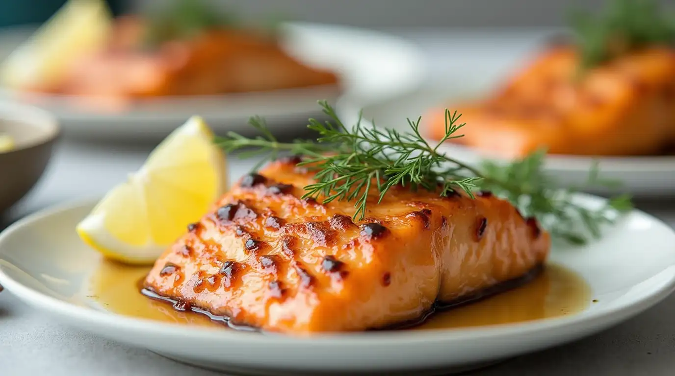 Air Fryer Honey Mustard Glazed Salmon