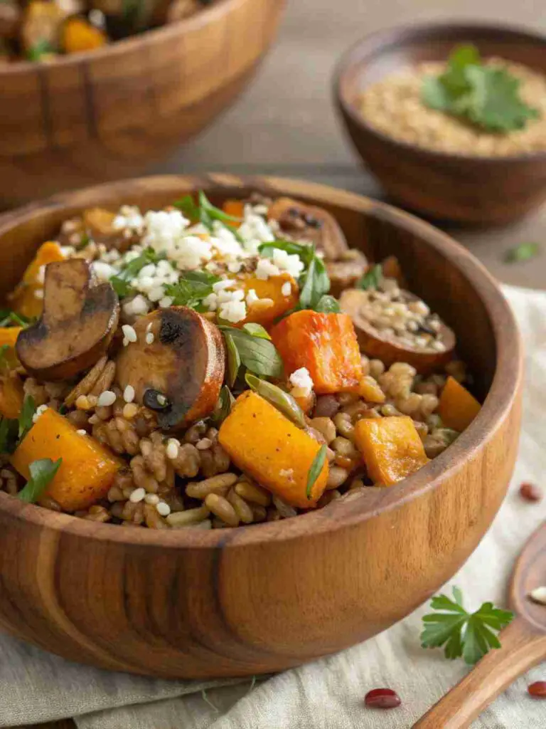 Farro Bowl with Roasted Mushrooms & Squash Recipe