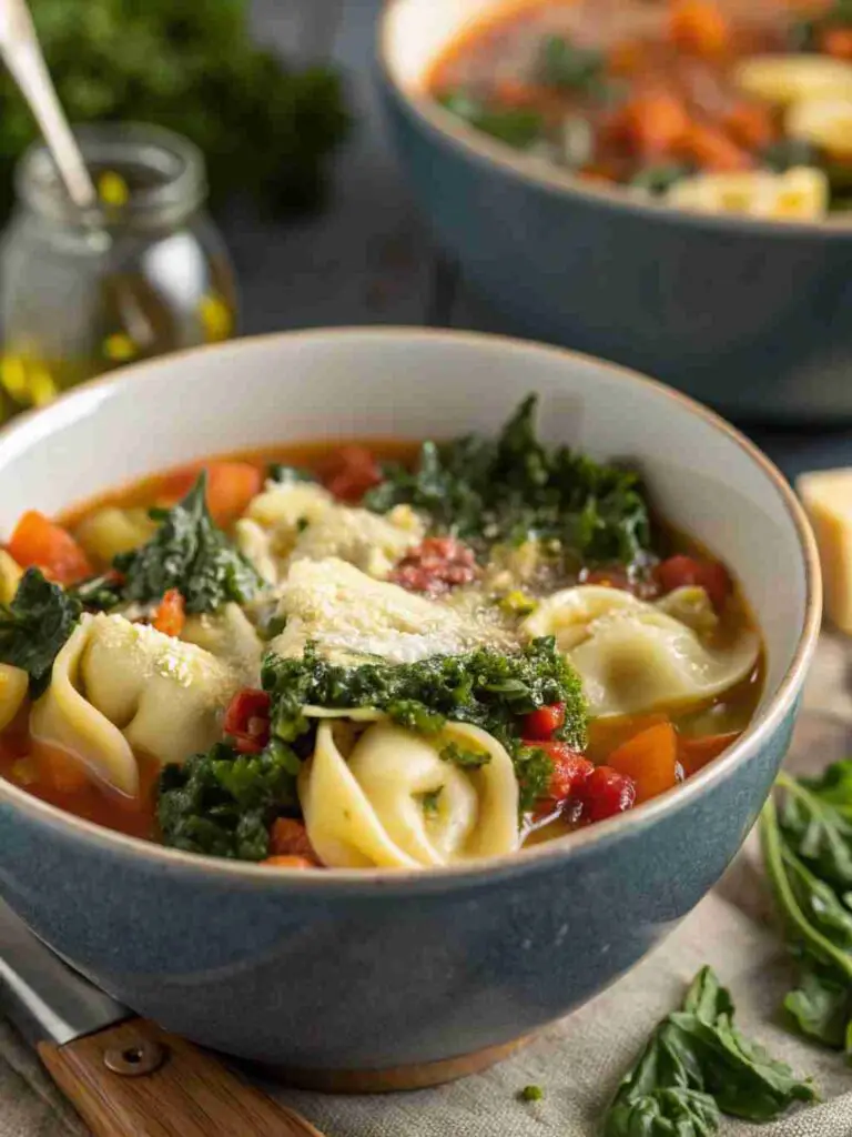 Vegetarian Tortellini Soup with Kale 2 Vegetarian Tortellini Soup with Kale